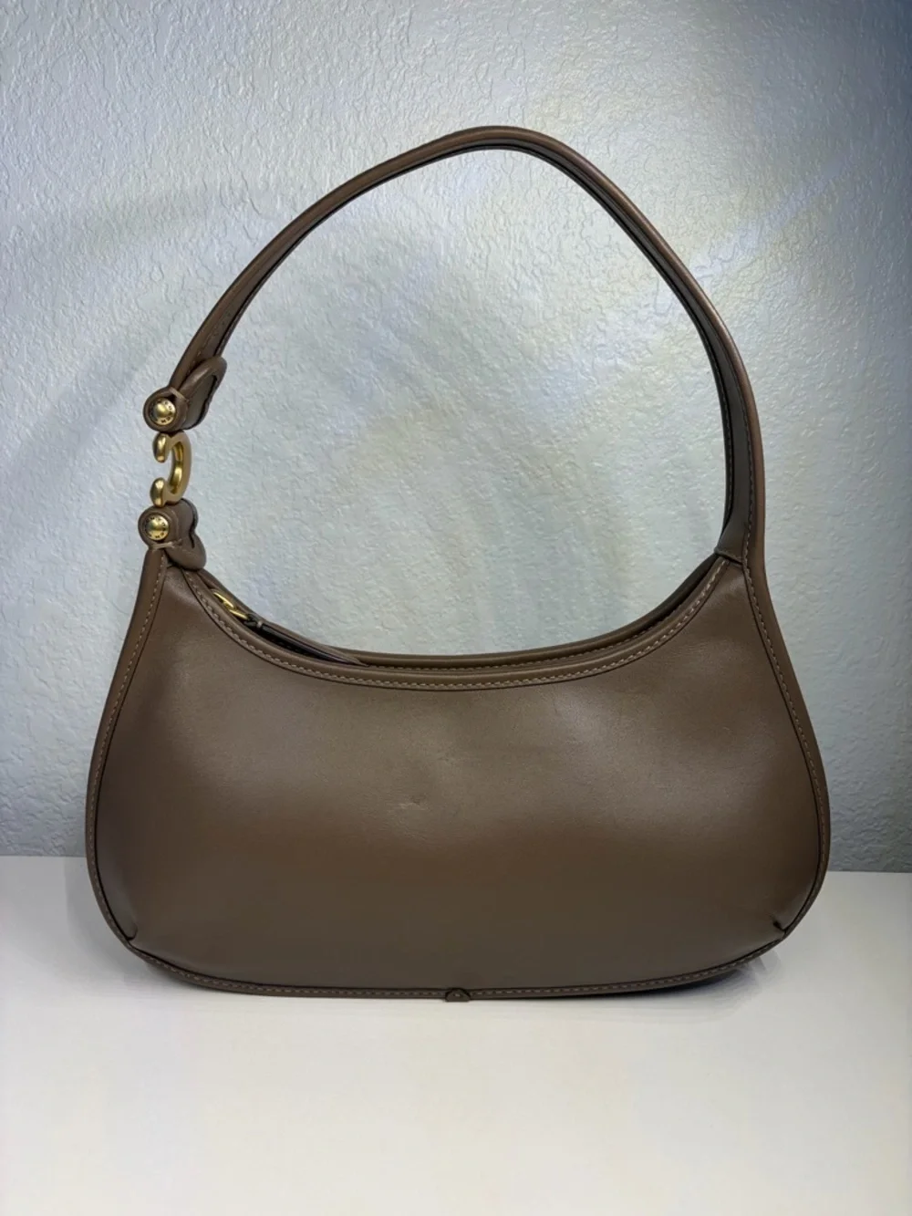 Coach Eve Leather Shoulder Bag with Gold Accent in the color in dark stone - Picture 2 of 13
